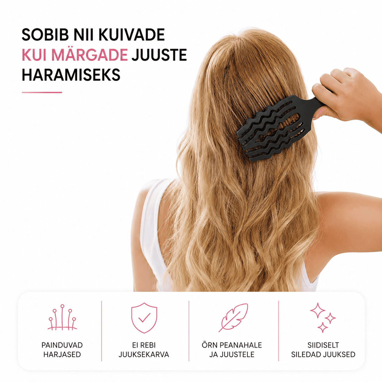 Must Fingerbrush juuksehari õhulise disainiga